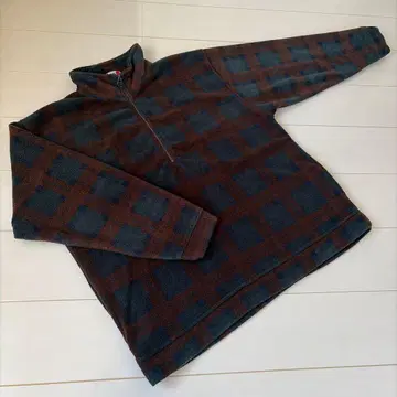 빈티지 체크 무늬 플리스 하프 지퍼 자켓 XL