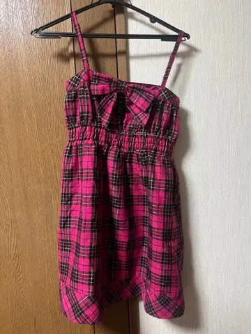 Y2K 공주 갸루 리즈리사돌 리본 체크 원피스