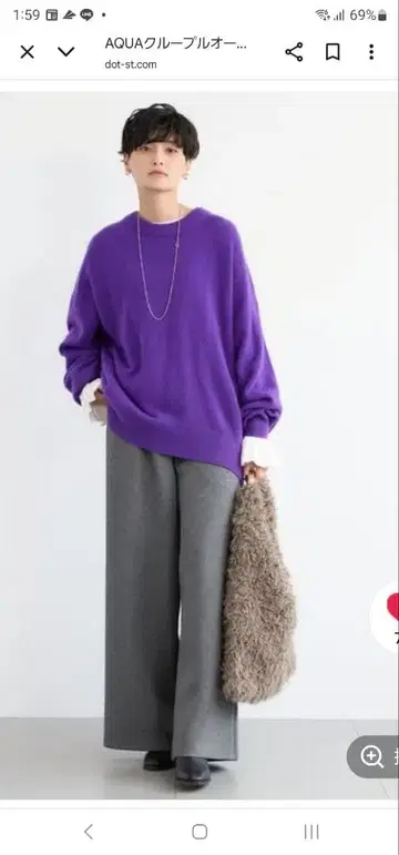 BARNYARDSTORM 크루넥 니트 스웨터 퍼플 프리 새상품