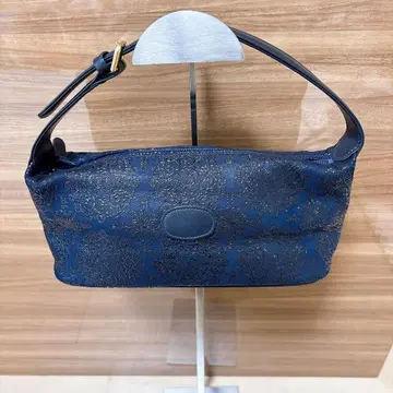 인덴야 핸드백 파우치 네이비 가죽 금장 장식