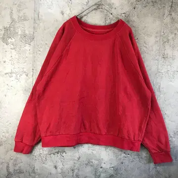 B806 구제 의류 맨투맨 트레이닝복 래글런 빨간색 무지 90s Y2K