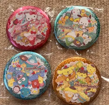 산리오 캐릭터즈 키라키라 BIG 캔뱃지 4개 헬로키티, 폼푸린 외