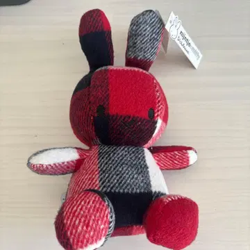 체크 무늬 미피 봉제 인형 약 15cm