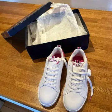 [ 미사용 새상품 ] Polo 화이트/핑크 스니커즈
