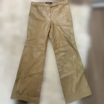 DKNY 베이지 가죽 플레어 팬츠 사이즈 6 y2k 그런지