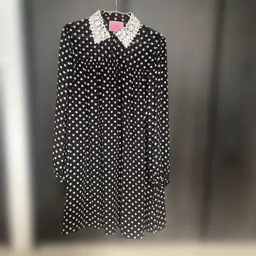 케이트 스페이드 블랙 화이트 도트 긴팔 원피스