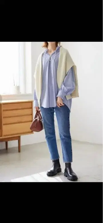 저널 스탠다드 소프트 스트라이프 프릴 블라우스