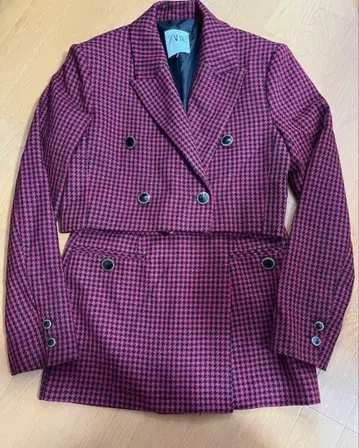 ZARA 가을/겨울 셋업 빨간색 보르도 여성용 자켓 스커트 S