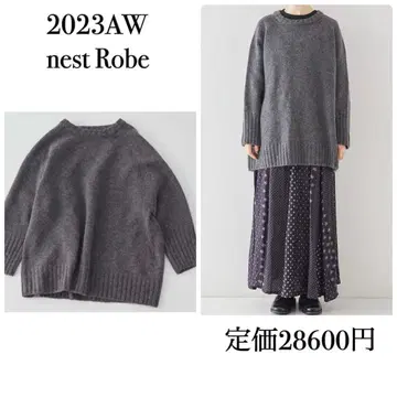 2023 nest Robe 울 모헤어 니트 풀오버 차콜 그레이