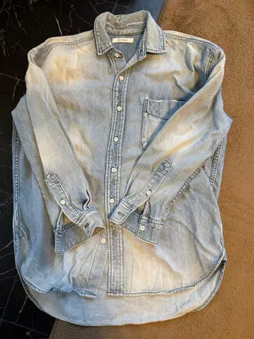 코튼 100% 라이트 블루 데님 셔츠 프리 사이즈