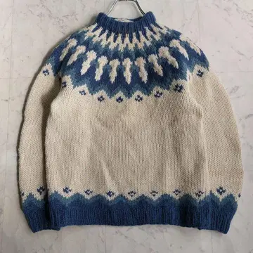 빈티지 아이슬란드제 노르딕 무늬 스웨터 니트