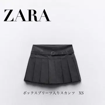 ZARA 박스 플리츠 스커트 인빵 포함 XS 그레이