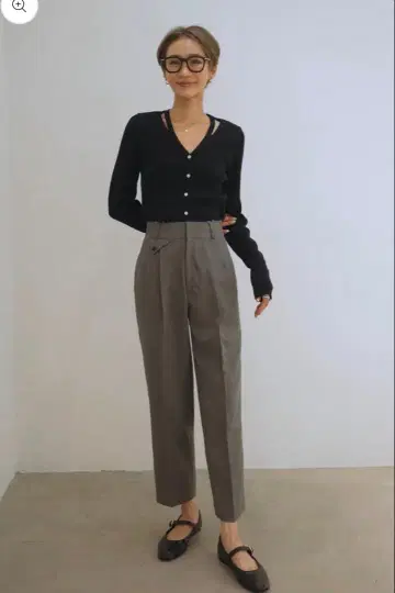 ellie ELLIE 엘리 컷오프 테이퍼드 PT [ GRAY ] XS