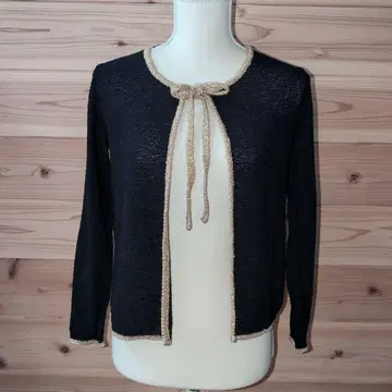 Jean Desses 라메 믹스 리본 가디건