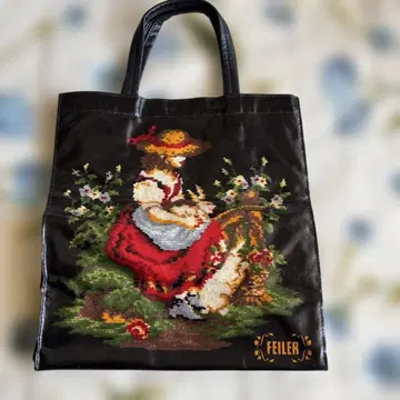 FEILER 자수 토트백 블랙