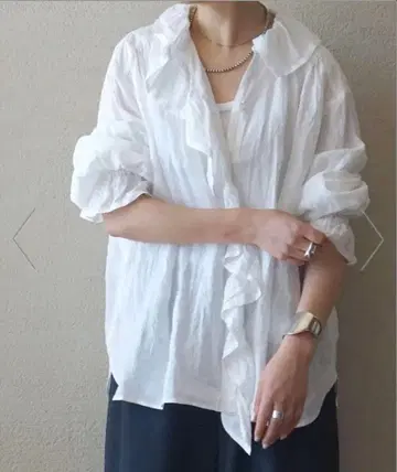 저널 스탠다드 럭스 프렌치 린넨 프릴 퍼프 블라우스 새상품