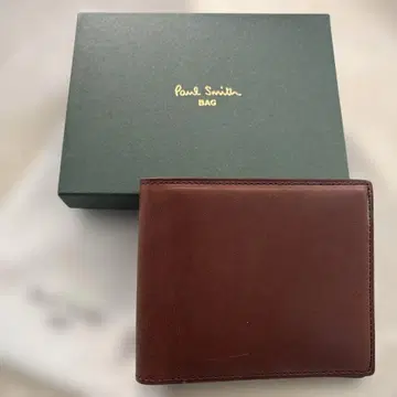 Paul Smith 브라운 가죽 이단 접이식 지갑!