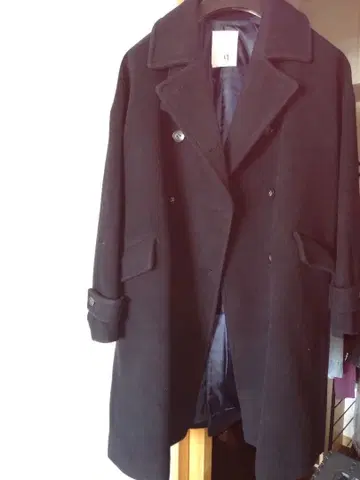 지나시스 el 더블 브레스트 체스터 코트 블랙 2way