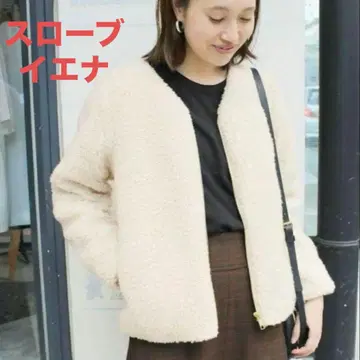 슬로브 이에나 보아 노카라 자켓 화이트