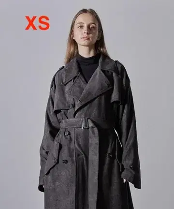 [ CLEL ] 더블 테크 페이드 트렌치코트 차콜 그레이 XS