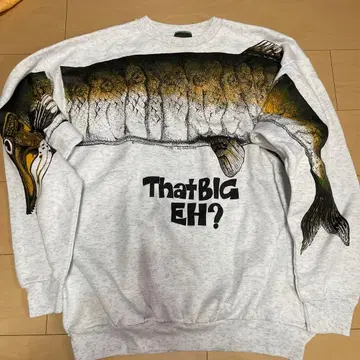 90s 캐나다제 That BIG EH? 물고기 프린트 맨투맨 수베니어