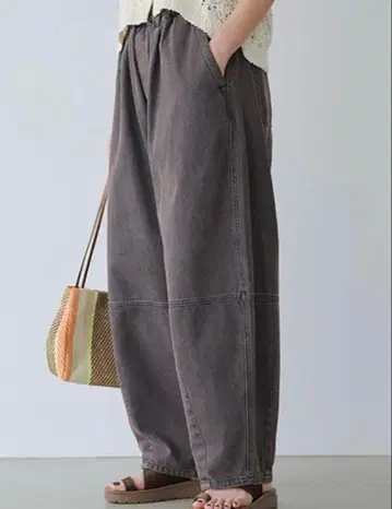 studio CLIP 배럴 데님 팬츠 브라운