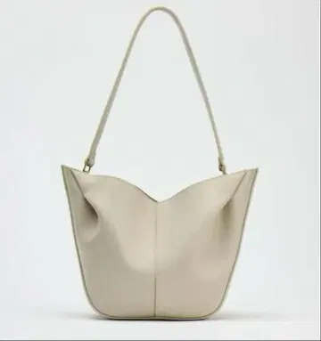 ZARA 숄더백 개더 쇼핑백 베이지