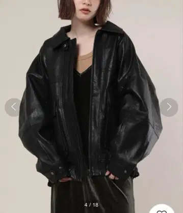 오버 사이즈 블랙 가죽 자켓