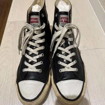 HYSTERIC GLAMOUR 소가죽 블랙 하이컷 스니커즈