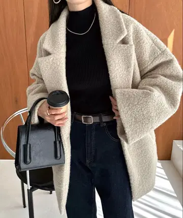 andme 미들 기장 시프톤 보아 테일러드 코트