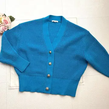 PLST 파랑 V넥 가디건 S 미사용