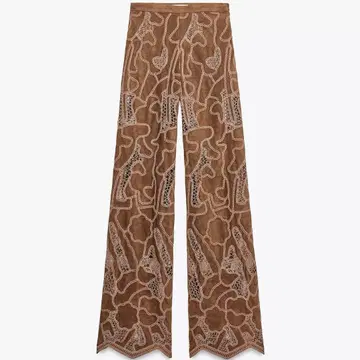 ZARA 크로셰 편직 페이크 스웨이드 팬츠