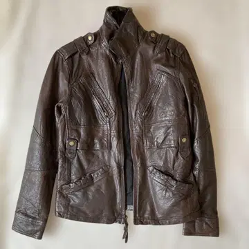 AVIREX 브라운 가죽 자켓 M 양가죽 남성용 짙은 갈색 밀리터리
