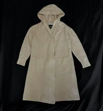 슬로브 이에나 해밀턴 라무 울 롱 가디건 베이지 리브 니트