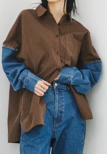 새상품 KBF 데님 슬리브 리메이크 셔츠