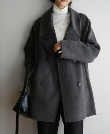 차콜 그레이 더블 브레스트 코트 M 사이즈