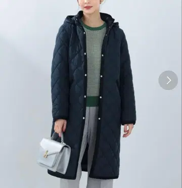 BEAMSHEART 퀼팅 후드 롱 코트 경량 L