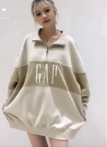 빈티지 소프트 Gap 로고 오버 사이즈 하프 지퍼 풀오버