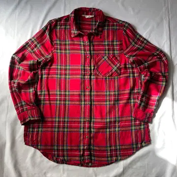 00년대 플란넬 셔츠 체크 그런지 Y2K 인기 구제 의류 빨간색 헤이세이