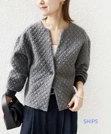 SHIPS 퀼팅 자카드 가디건