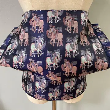 성인 헤코 오비 실크 로드 장척 자카드 헤코 오비 반폭 오비 말