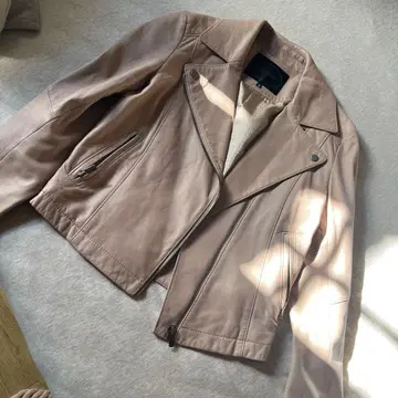 언타이틀 더블 라이더스 램 가죽 핑크 베이지 사이드2