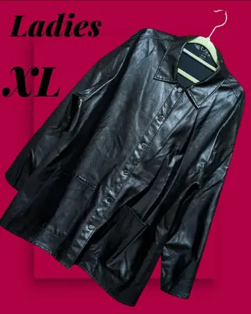 여성용 블랙 페이크 가죽 자켓 XL