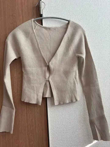 COCODEAL 숏 기장 프론트 파츠 리브 니트 가디건