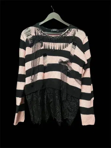 Frayed Stripe Lace Knit