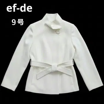 ef-de 에프데 스탠드 카라 숏 기장 코트 화이트 벨트 9호 화이트
