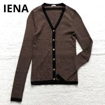 IENA 2x1 리브 V넥 가디건 울 100% 골드 버튼