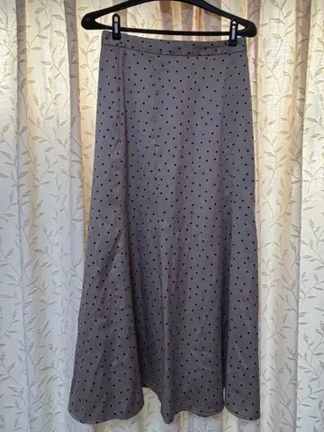 도트 무늬 핑크 베이지 롱 스커트