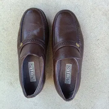 미사용 ACTUS 브라운 로퍼 모카신 24 EEEE 비즈니스 슈즈