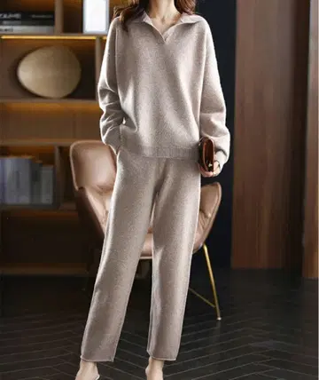 팬츠 니트 셋업 모카